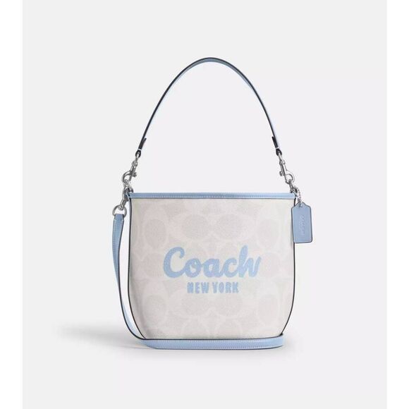 NWT~COACH City Bucket Bag with Coach Graphic in Chalk & Bluebell~$490 Retail Tag - Picture 6 of 8